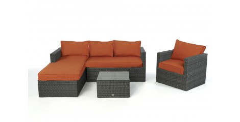 Rattan Lounge Brooklyn rechts, Überzug Orange