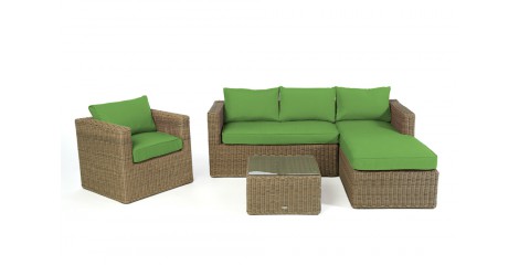 Rattan Lounge Brooklyn Natural round, Überzug Grün