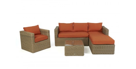 Rattan Lounge Brooklyn Natural round, Überzug Orange