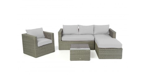 Rattan Lounge Brooklyn Grey round, Überzug Grau