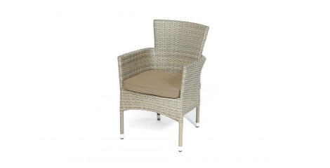 Rattan Stuhl California Dark Braun Polsterbezug Sandbraun