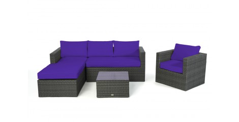 Rattan Lounge Brooklyn rechts, Überzug Violett