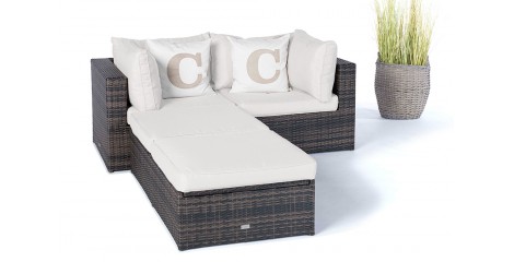 Rattan Gartenmöbel Panda, Lounge Überzug beige